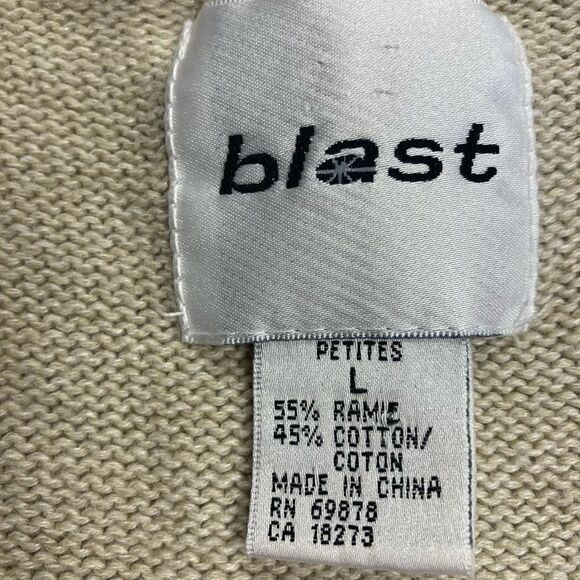 BLAST Christmas Sweater Vest, Size Large Petite,Cream, Red & Tan, Stars & Trees - Picture 3 of 8